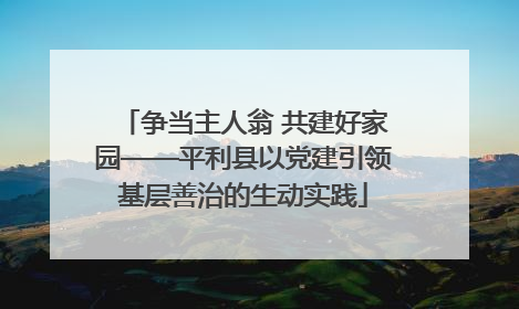 争当主人翁 共建好家园——平利县以党建引领基层善治的生动实践